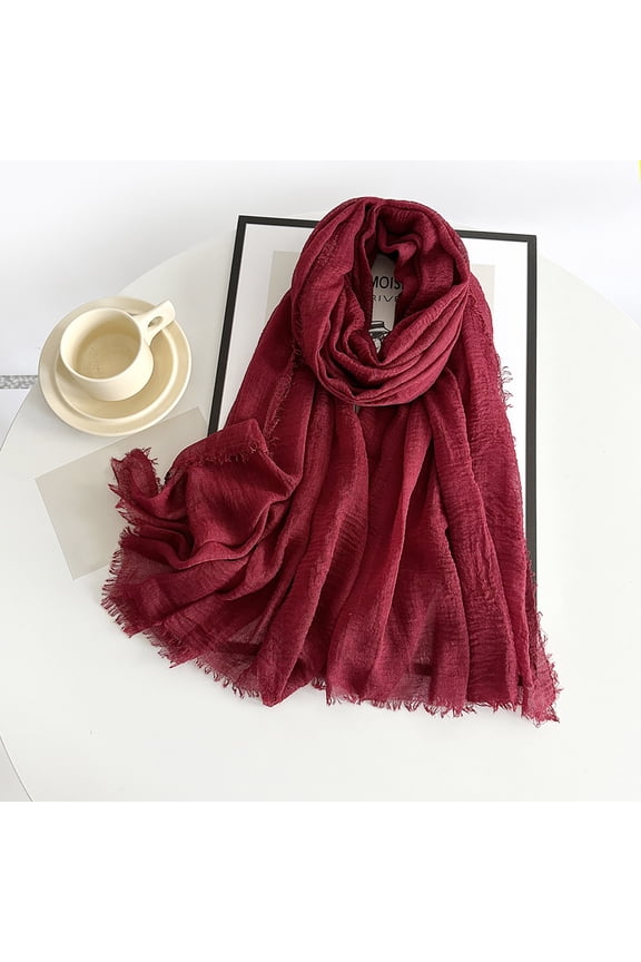 Lightweight Shawl Fashion Women Chiffon Long Shawl Soft Wrap Lightweight Daily Casual Scarf Wine,One Size