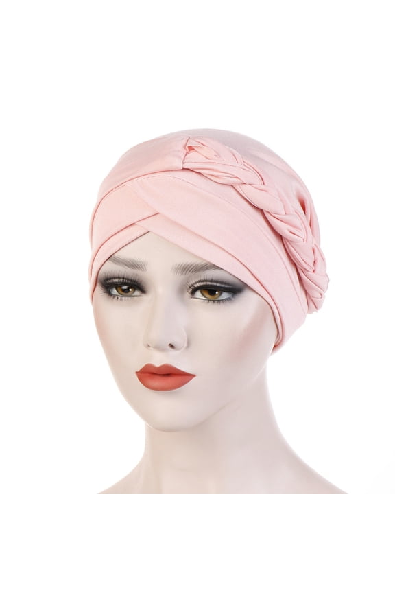 Moisture Wicking Turban Women Pearl Bead Chemo Beanie Ruffle Design Soft Muslim Turban Cap Pink,One Size