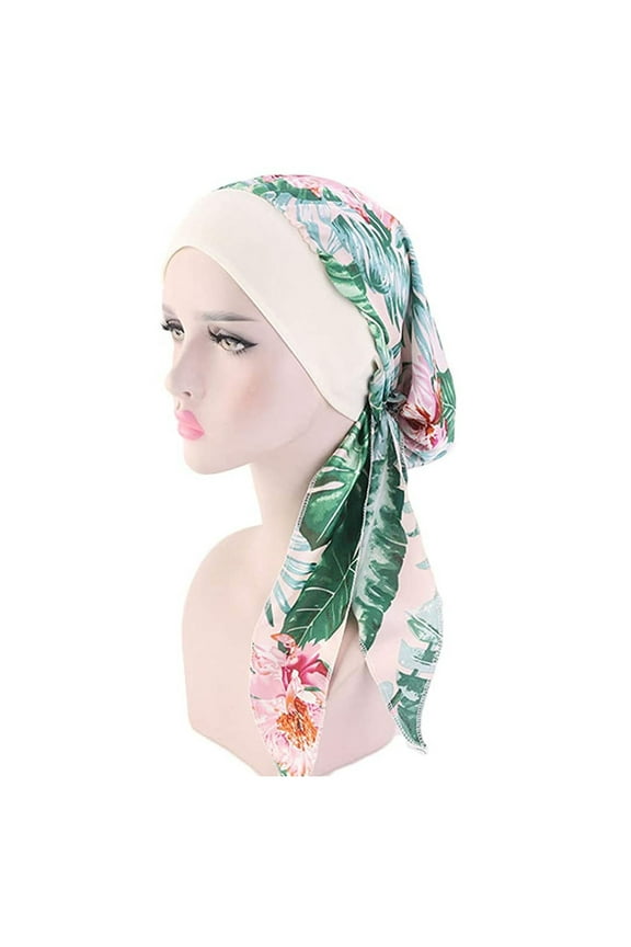 Non-Slip Hijab Chemo Casual Head Wrap Simple Braid Design Soft Breathable Turban Cap Green,One Size