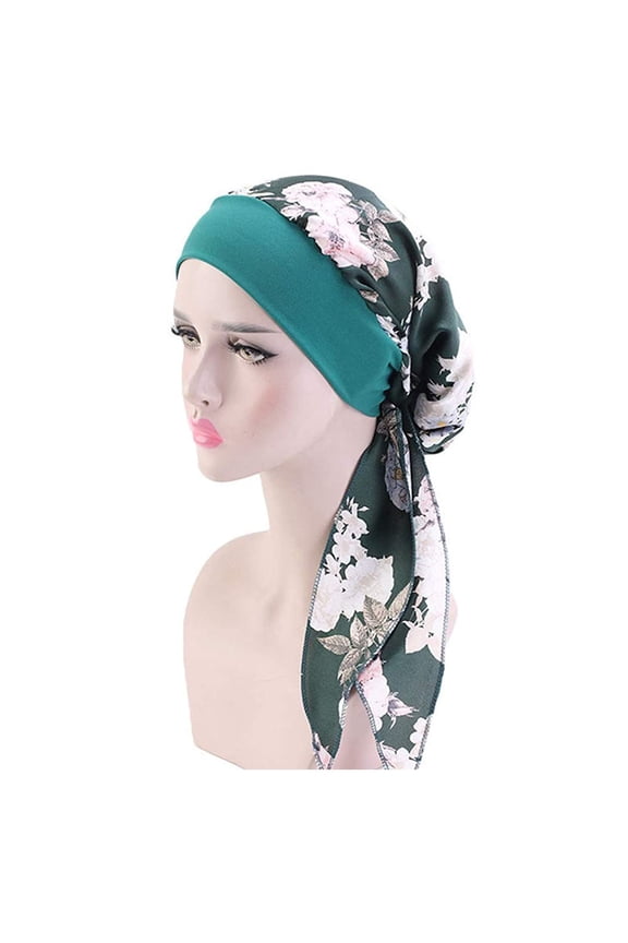 Non-Slip Hijab Chemo Lightweight Headwear Basic Braid Style Soft Hair Protection Cap Army Green,One Size