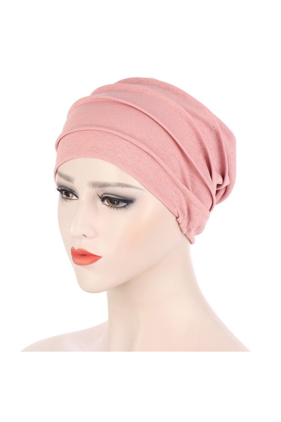 Women’s Hijab Hat Women Braid Design Head Wrap Soft Fabric Hair Cover Bonnet for Women & Chemo Use Pink,One Size