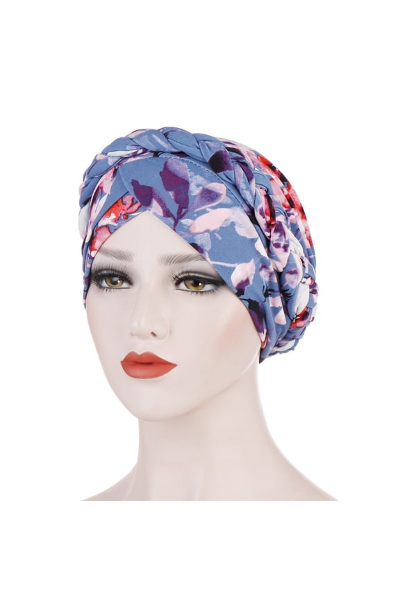 Women’s Hijab Hat Women's Basic Loose Chemo Turban Soft Breathable Daily Head Cover Blue,One Size