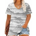 thumbnail image 1 of yuson Womens Short Sleeve Graphic Tees V-Neck Plus Size Summer Tops Print Loose Casual Blouses Gray Shirts XXXL, 1 of 5