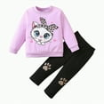thumbnail image 1 of yuuuggc Baby Girls' Pant, and Bodysuit Set Baby Girl Fall Clothes(Purple,5-6 Years), 1 of 5