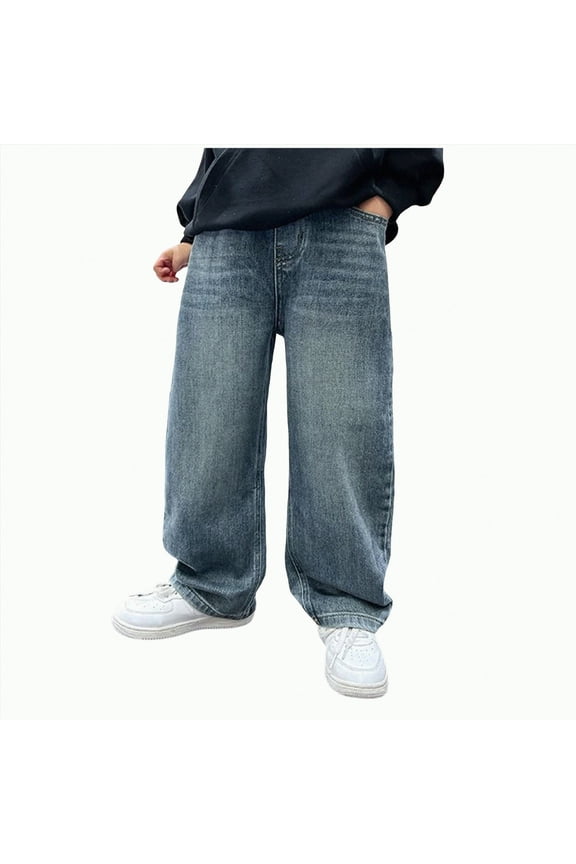 Baggy Jeans Boy's Skinny Fit Ripped Destroyed Distressed Fashion Denim Jeans Pants(Blue,7-8 Years)