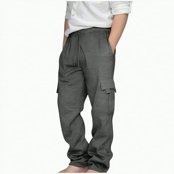 yuuuggc Boys' School Uniform Jogger Pants, Elastic Waistband with Drawstring Closure, Stretch Twill Fabric Uniform Pants for Boys(Grey,9-10 Years)