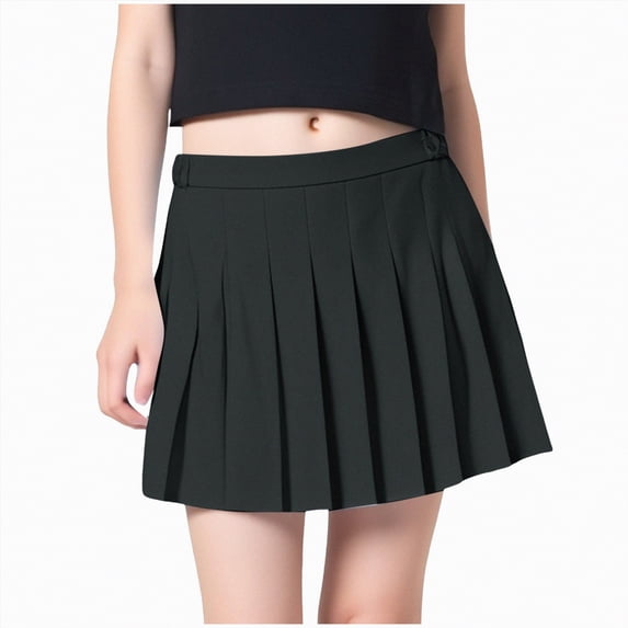 yuuuggc Little Girls Skirts Athletic Uniform Skirts Built in Shorts Casual Mini Skorts for Kids(Black,6-7 Years)