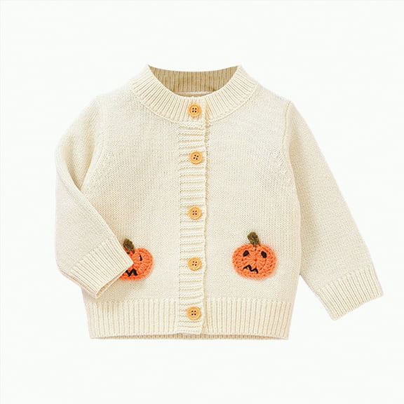 yuuuggc Halloween Baby Clothes Sweater Baby Girls Knitted One-Piece Outfits Toddler Brother Sweatshirt Clothes(Beige,9-12 Months)