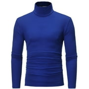 yuuuggc Men's Long Sleeve Shirts Basic Turtleneck Slim Fit Pullover Top Solid Thermal Knitted T-Shirt Sweaters Soft Lightweight Shirt(Blue,3XL)