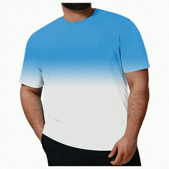 yuuuggc Plain T Shirts for Men Shirts for Men, Regular-Fit Short-Sleeve(Sky Blue,2XL)