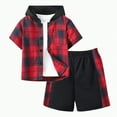 thumbnail image 1 of yuuuggc Size 4-10 Years Toddler Boys Clothes Flannel Plaid tshirt & Pants Set Boys Outfits Set Kids Clothes(Red,3-4 Years), 1 of 8