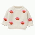 thumbnail image 1 of yuuuggc Sweater for Girls Toddler Baby Boy Girl Halloween Outfit Pumpkin Embroidery Knit Sweaters Sweatshirt Tops Fall Winter Clothes(White,6-9 Months), 1 of 8