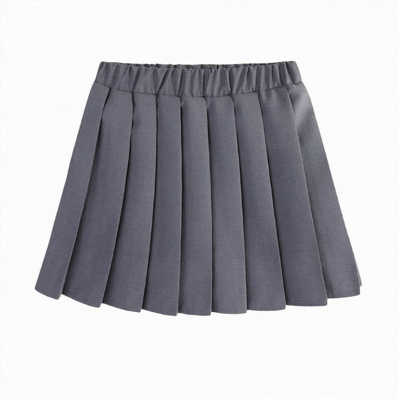 yuuuggc Uniform Skirts for Girls Trendy Elastic High Waist Pleated Skorts with Shorts Kids Preppy Cute Clothes(Grey,8-9 Years)