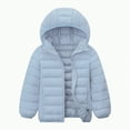 thumbnail image 1 of yuuuggc Winter Coats for Toddler Girls ,Kids Lightweight Padded Hooded Puffer Autumn and Winter Coat(Light Blue,13-14 Years), 1 of 3