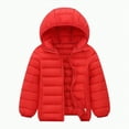 thumbnail image 1 of yuuuggc Winter Coats for Toddler Girls ,Kids Lightweight Padded Hooded Puffer Autumn and Winter Coat(Red,3-4 Years), 1 of 3