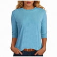 thumbnail image 1 of yuuuggc Women's Fashion Tops 3/4 Sleeve T-Shirts Cute Crewneck Basic Business Tees Blouses Woman Long Sleeve Tops(Sky Blue,M), 1 of 6