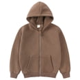 thumbnail image 1 of yuuuggc Zip Hoodie Sleeve Girls Color Top Kids Long Up Boys Jackets Solid Sweatshirt Boys Zip up Hoodie Ski Boys Jacket(Brown,18-24 Months), 1 of 9