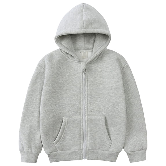 yuuuggc Zip Hoodie Sleeve Girls Color Top Kids Long Up Boysets Solid Sweatshirt Boys Coat&jacket(Light Gray,3-4 Years)