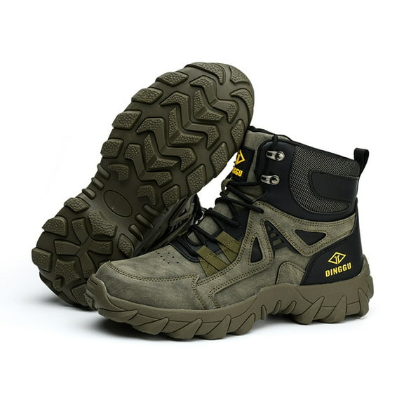 ywluxe High-Top Work Shoes for Men - Steel Toe, Kevlar Puncture-Proof Midsole, Lightweight, Breathable, All-Season Safety Shoes