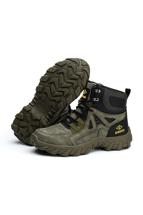 ywluxe High-Top Work Shoes for Men - Steel Toe, Kevlar Puncture-Proof Midsole, Lightweight, Breathable, All-Season Safety Shoes