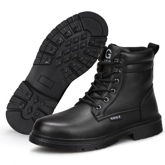 ywluxe Men's 10KV Insulated Work Boots - High Top Steel Toe Safety Shoes, Anti-Impact Anti-Puncture, Super Fiber Leather Electrician Boots
