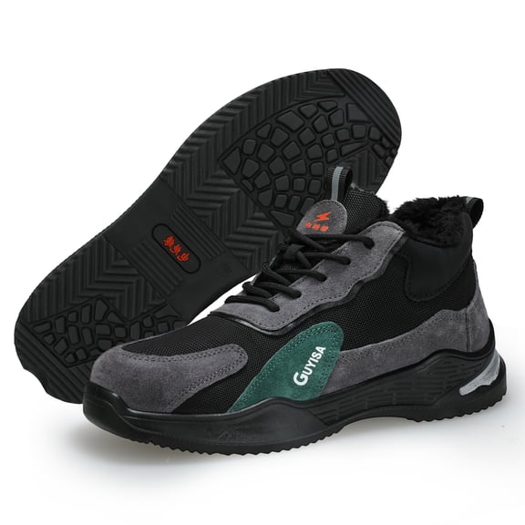 ywluxe Men's Winter Insulated 10KV Electrician Boots - Cotton Lined Steel Toe Work Shoes, Anti-Impact Anti-Puncture, Lightweight Wear-Resistant Safety Boots