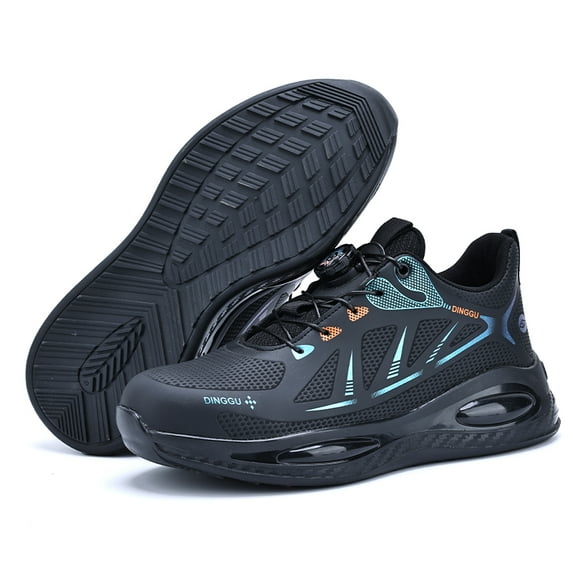 ywluxe Work Shoes for Men - Non-Slip, Shock-Absorbing (Cushion), Rotary Button, High Breathability, Anti-Impact, Puncture-Proof, Lightweight, Odor-Resistant
