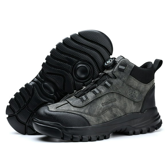 ywluxe Work Shoes for Men - Non-Slip, Button Closure, Steel Toe, Puncture-Resistant Midsole, Wear-Resistant & High-Elastic Polyurethane Insole