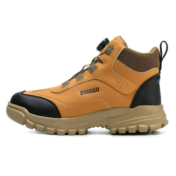 ywluxe Work Shoes for Men - Non-Slip, Button Closure, Steel Toe, Puncture-Resistant Midsole, Wear-Resistant & High-Elastic Polyurethane Insole