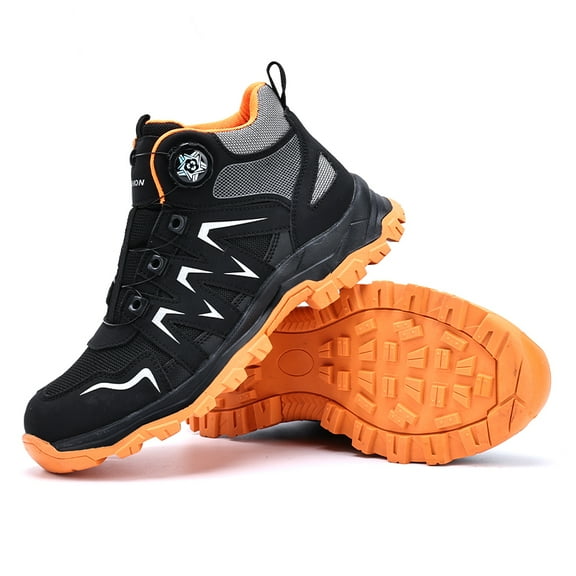 ywluxe Work Shoes for Men - Non-Slip, Mid-Top, Steel Toe (Anti-Impact), Puncture-Proof, Iron Chip Resistant, Wear-Resistant Rubber Outsole