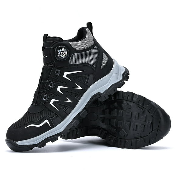 ywluxe Work Shoes for Men - Non-Slip, Mid-Top, Steel Toe (Anti-Impact), Puncture-Proof, Iron Chip Resistant, Wear-Resistant Rubber Outsole