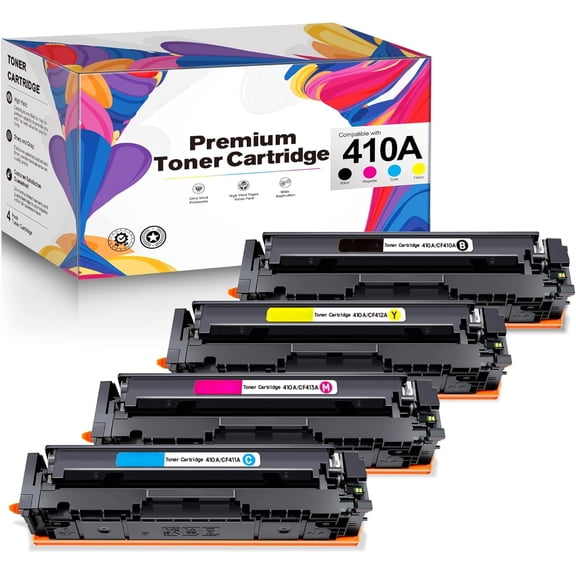 z 410A Toner M477fdw M477fnw Compatible Toner Replacement for HP 410A 410X CF410A CF410X Compatible for Color Laserjet Pro MFP M477fdw M477fnw M477fdn M452dn M452nw M452dw M477 Printer (BCMY, 4 Pack)