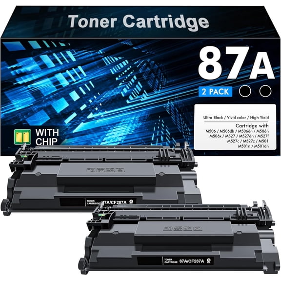 z 87A CF287A Toner Cartridge - Replacement for HP 87A Toner Cartridge Black for HP LaserJet Enterprise M506 M506dn M506n M506x M501n M501dn M527f M527dn M527z Printer (Black, 2-Pack)