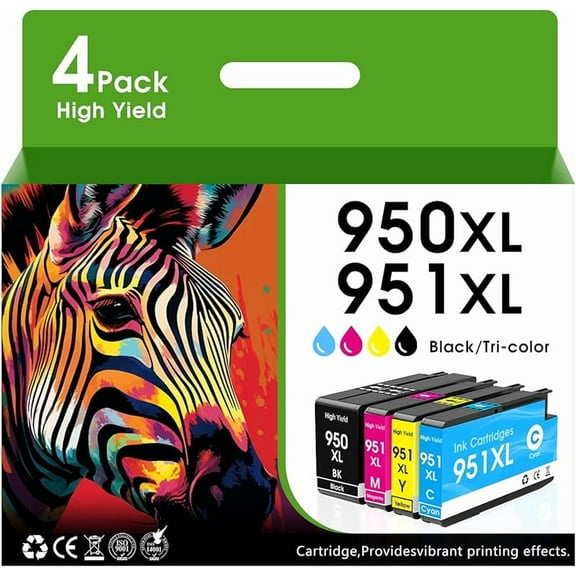 950XL 951XL Ink Cartridge Combo Pack Compatible for HP 950 951 Ink Cartridges Works with HP OfficeJet Pro 8600 8610 8615 8620 8100 8630 8660 8640 276DW 251DW 4Pack Black Cyan Magenta Yellow