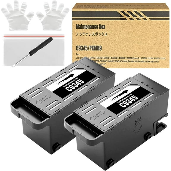 z C9345 Ink Maintenance Box for C9345 C12C934591, Work with ET-8550 WF-7840 WF-7820 WF-7310 ET-8500 ET-16600 ET-5850 ET-5800 EC-C7000 ET-16650 ST-C8090 ET-5880 ST-C8000 (2 Packs)