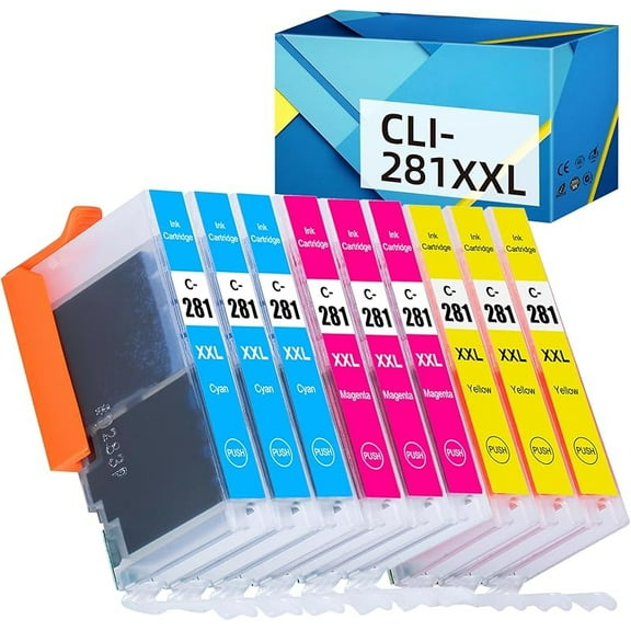 z CLI-281 XXL Cyan/Magenta/Yellow-3 Color Ink Compatible with Canon 281XXL CLI281 Value Pack Work for Pixma TS6120 TS8120 TR7520 TR8520 TS9120 TS6220 TS8220 TS9520 TS9521C