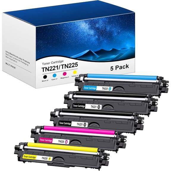 z Compatible TN221 TN225 Toner Cartridge Replacement for Brother TN-221 TN-225 for Brother HL-3140CW HL-3170CDW HL-3180 MFC-9130CW Printer(5 Pack)