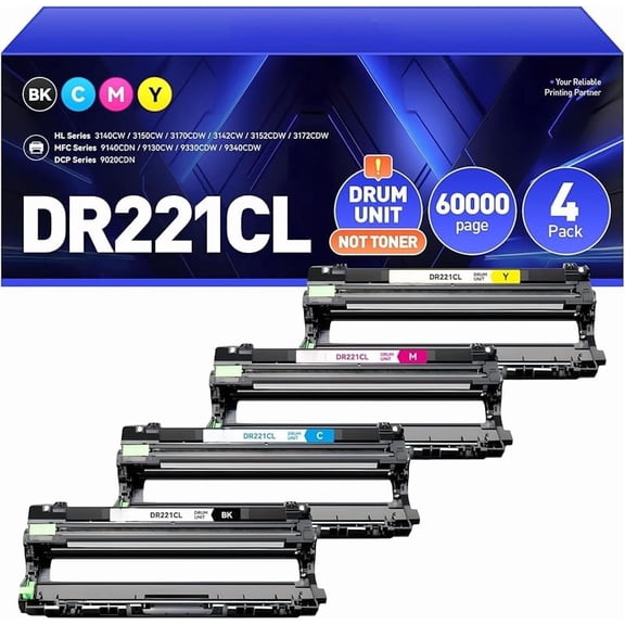 z DR221CL Drum Unit (Not Toner)4-Pack Compatible for Brother DR-221CL Imaging Drum for MFC-9130CW HL-3170CDW MFC-9340CDW HL-3140CW 3150CW MFC-9330CDW 9140CDN DCP-9020CDN Printer