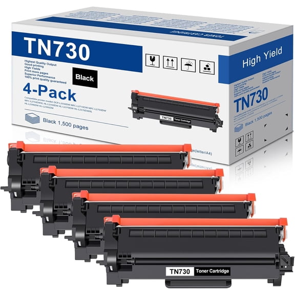 z TN-730 TN730 Toner Cartridge Replacement for Brother TN730 Toner Cartridge - Black DCP-L2550DW MFC-L2710DW MFC-L2750DW HL-L2370DW Printer (4-Pack)
