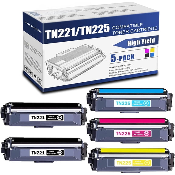 z TN221 TN225 TN-221 TN-225 Compatible TN221BK TN225C TN225Y TN225M High Yield Toner Cartridge Replacement for Brother MFC-9130CW HL-3170CDW MFC-9340CDW HL-3140CW MFC-9330CDW Toner (2BK+1C+1Y+1M)