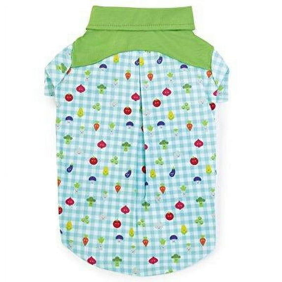 zack & zoey happy veggies camp shirt for dogs, medium, green