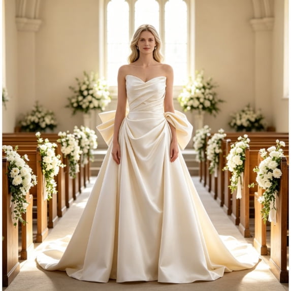 zanzanmeow Wedding Registry French satin heavy-duty pleated tube top fishtail light wedding dress bow slimming door veil elegant temperament banquet evening dress long skirt