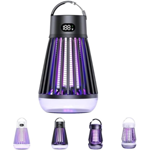 zap Zone Defender Original -All-Protection Mosquito Lantern Shockproof, Waterproof & 2-in-1 Design, Rechargeable Indoor/Outdoor Light for Safe Use in Home, Garden and Camping (J3-Black)