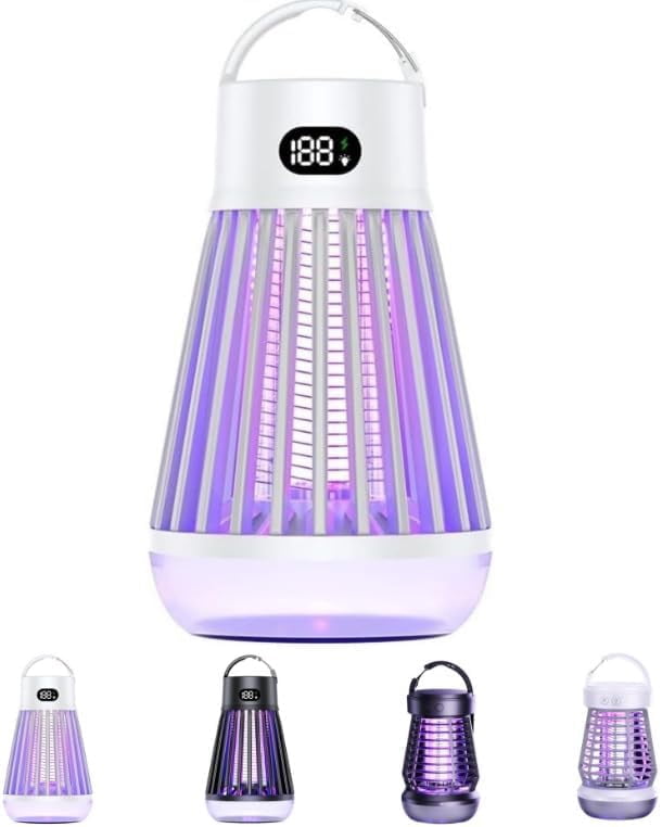 zap Zone Defender Original -All-Protection Mosquito Lantern Shockproof, Waterproof & 2-in-1 Design, Rechargeable Indoor/Outdoor Light for Safe Use in Home, Garden and Camping (J3-White)
