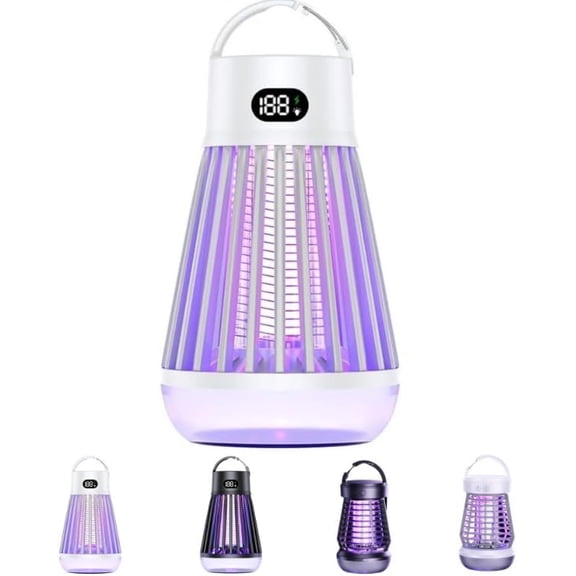 zap Zone Defender Original -All-Protection Mosquito Lantern Shockproof, Waterproof & 2-in-1 Design, Rechargeable Indoor/Outdoor Light for Safe Use in Home, Garden and Camping (J3-White)