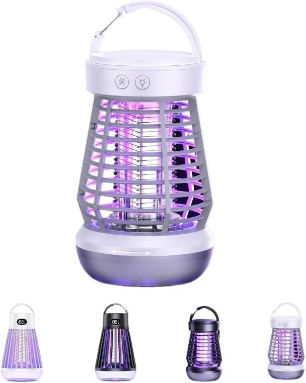 zap Zone Defender Original -All-Protection Mosquito Lantern Shockproof, Waterproof & 2-in-1 Design, Rechargeable Indoor/Outdoor Light for Safe Use in Home, Garden and Camping (J10-White)