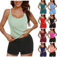 thumbnail image 1 of zaveiop 2 Piece Tankini Swimsuits for Women with Boy Shorts Athletic Swim Top Bathing Suits Modest Loose Comfy Soft Swimwear (Dark Blue, L), 1 of 9