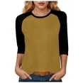 thumbnail image 1 of zaveiop 3/4 Sleeve Tops for Women Workout Jersey Shirts Baseball Style Raglan Tshirts Casual Color Block Tees Comfy Steetwear (Gold, XL), 1 of 6