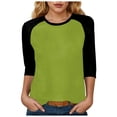 thumbnail image 1 of zaveiop 3/4 Sleeve Tops for Women Workout Jersey Shirts Baseball Style Raglan Tshirts Casual Color Block Tees Comfy Steetwear (Green, M), 1 of 6