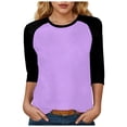 thumbnail image 1 of zaveiop 3/4 Sleeve Tops for Women Workout Jersey Shirts Baseball Style Raglan Tshirts Casual Color Block Tees Comfy Steetwear (Purple, S), 1 of 6
